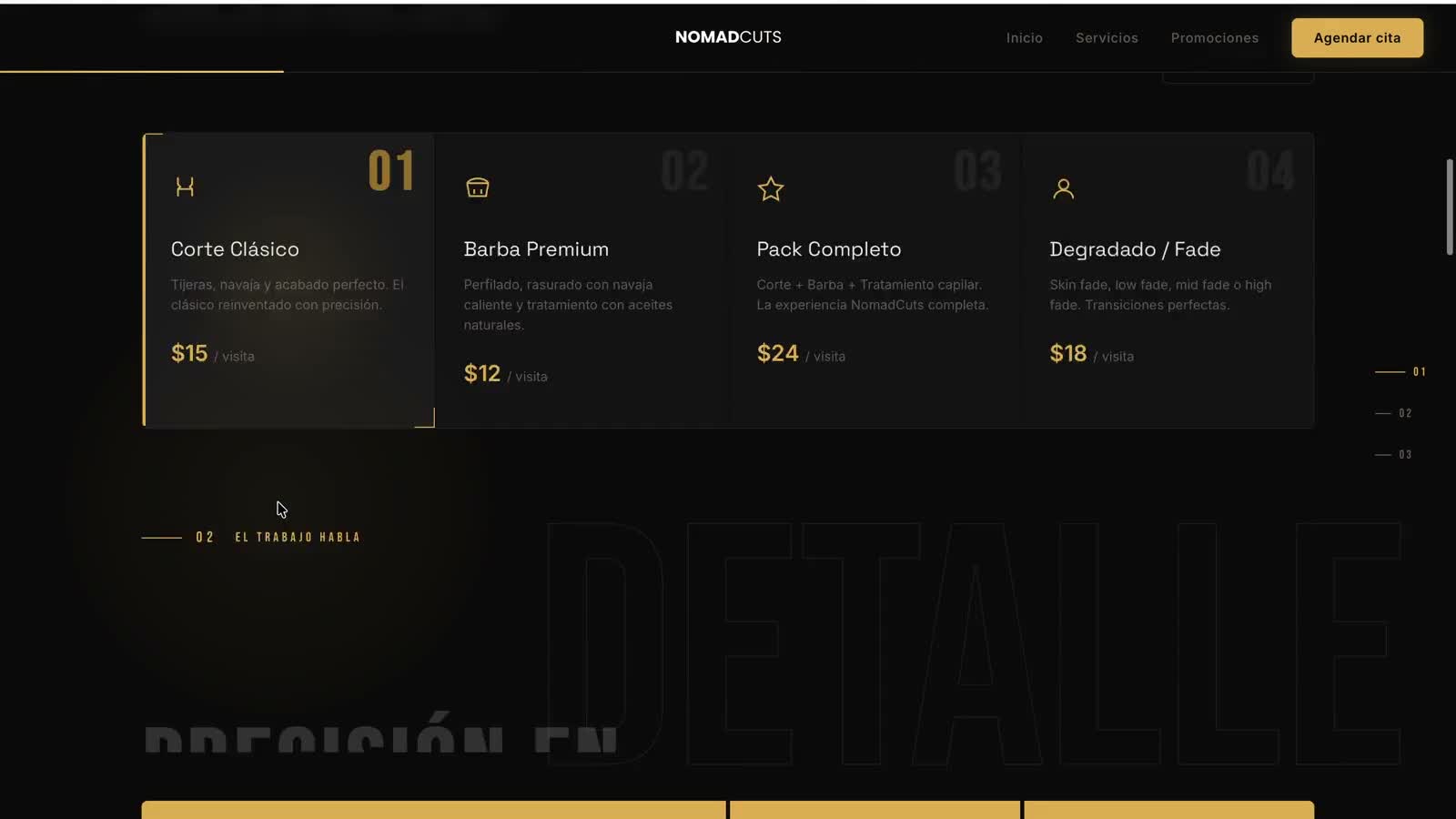 Proyecto NomadCuts construido por yeeweb